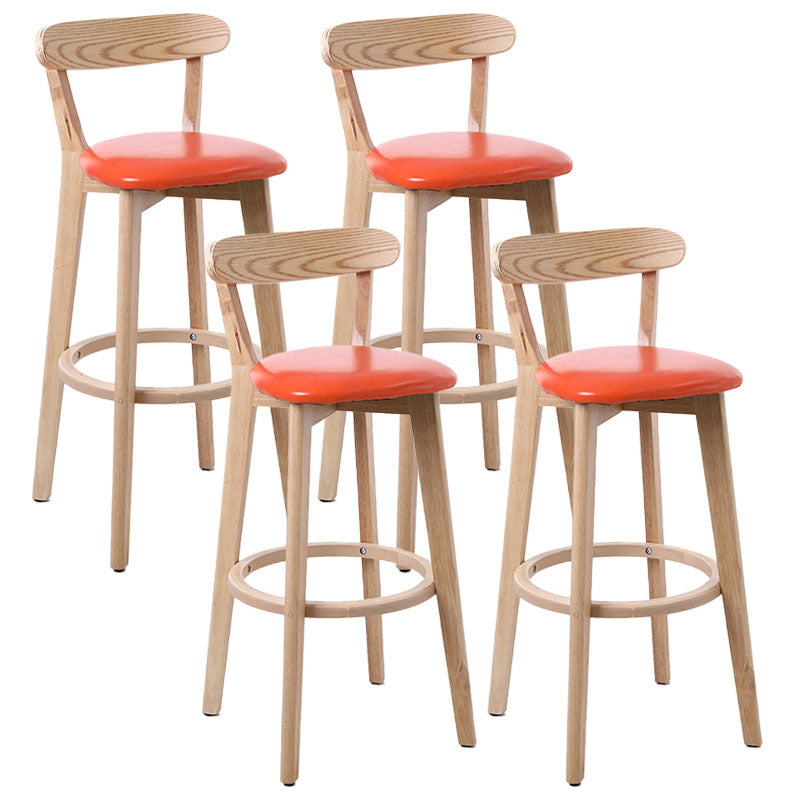 Scandinavian Rubberwood Coffee Shop Stool Footrest Upholstered Bar Stools