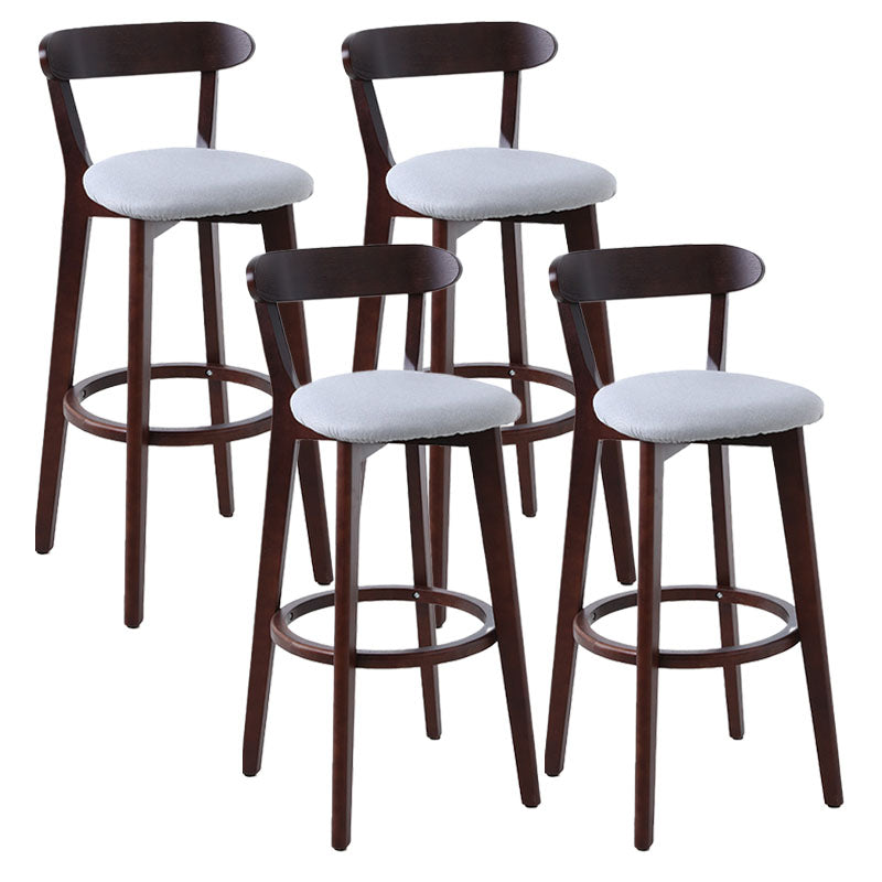 Scandinavian Rubberwood Coffee Shop Stool Footrest Upholstered Bar Stools