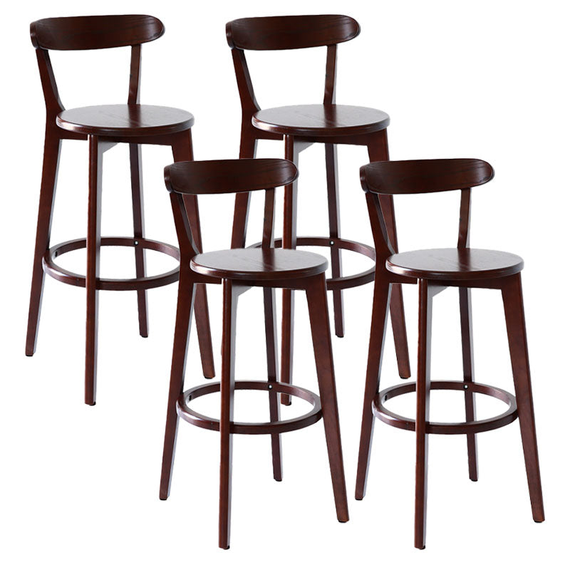 Scandinavian Rubberwood Coffee Shop Stool Footrest Upholstered Bar Stools