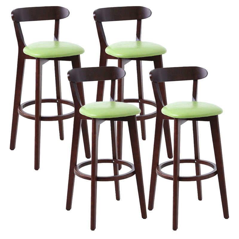 Scandinavian Rubberwood Coffee Shop Stool Footrest Upholstered Bar Stools