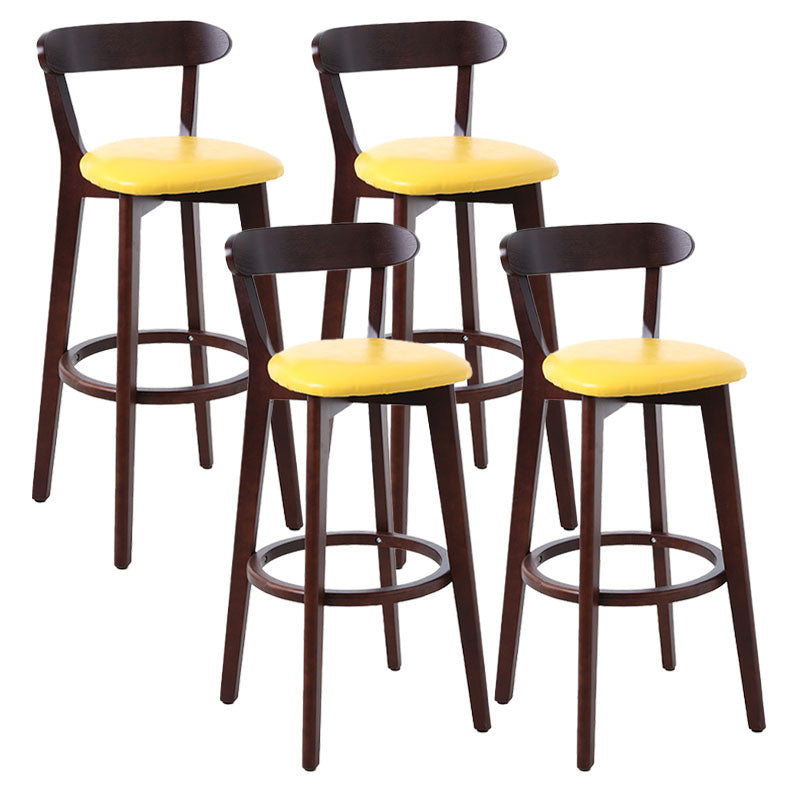 Scandinavian Rubberwood Coffee Shop Stool Footrest Upholstered Bar Stools
