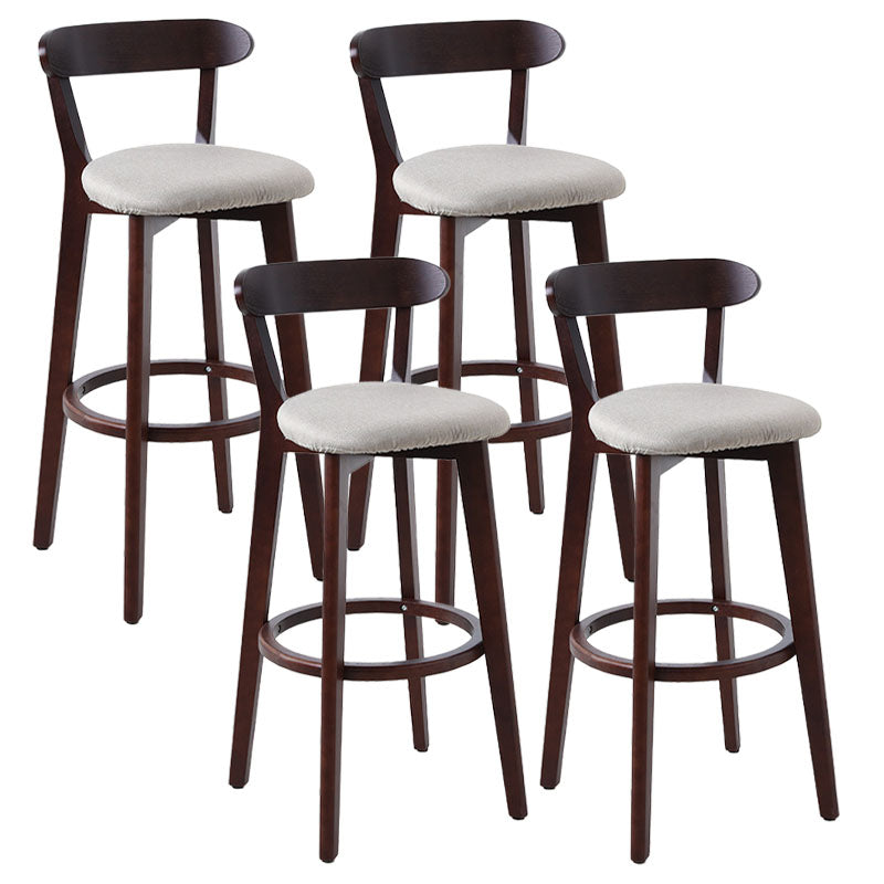 Scandinavian Rubberwood Coffee Shop Stool Footrest Upholstered Bar Stools