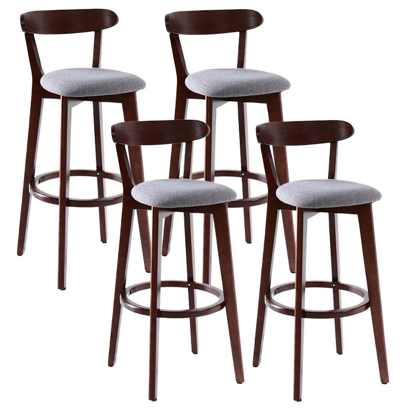 Scandinavian Rubberwood Coffee Shop Stool Footrest Upholstered Bar Stools