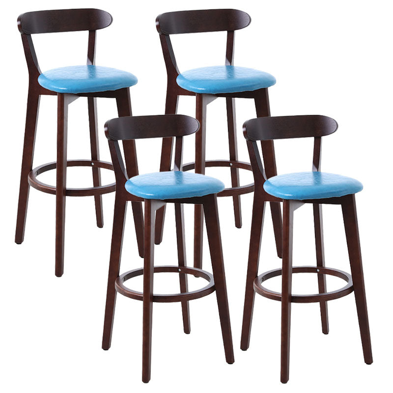 Scandinavian Rubberwood Coffee Shop Stool Footrest Upholstered Bar Stools