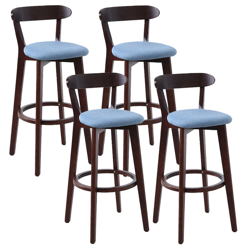 Scandinavian Rubberwood Coffee Shop Stool Footrest Upholstered Bar Stools