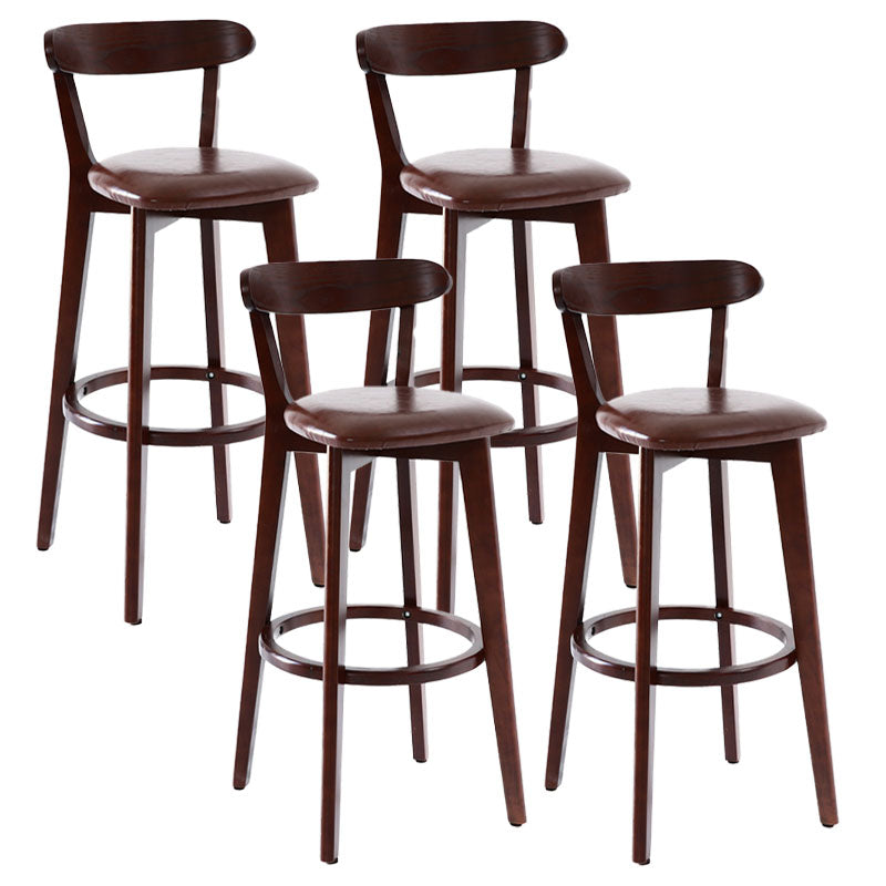 Scandinavian Rubberwood Coffee Shop Stool Footrest Upholstered Bar Stools