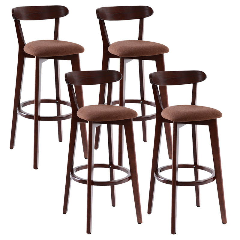 Scandinavian Rubberwood Coffee Shop Stool Footrest Upholstered Bar Stools