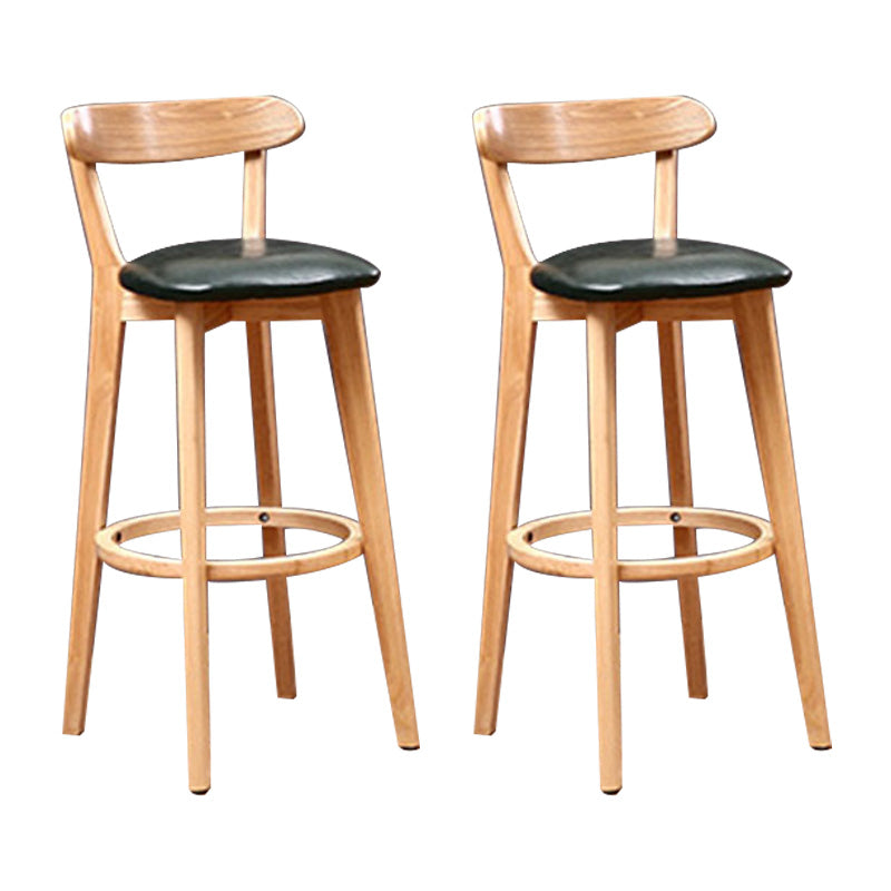 Scandinavian Rubberwood Coffee Shop Stool Footrest Upholstered Bar Stools