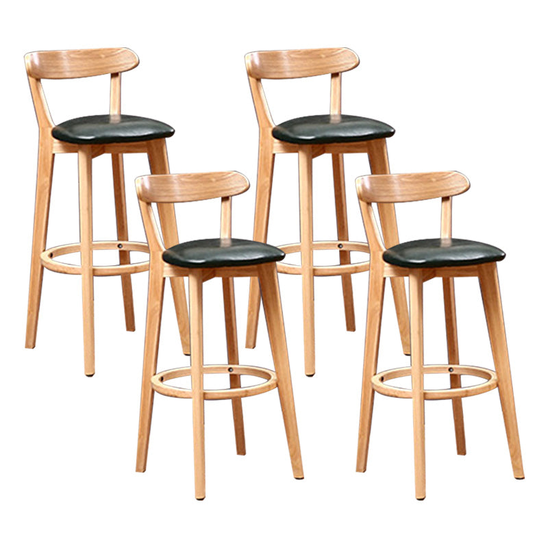 Scandinavian Rubberwood Coffee Shop Stool Footrest Upholstered Bar Stools