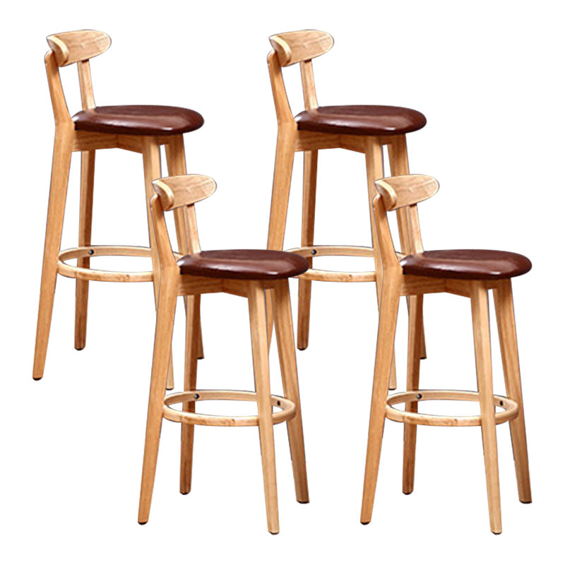 Scandinavian Rubberwood Coffee Shop Stool Footrest Upholstered Bar Stools