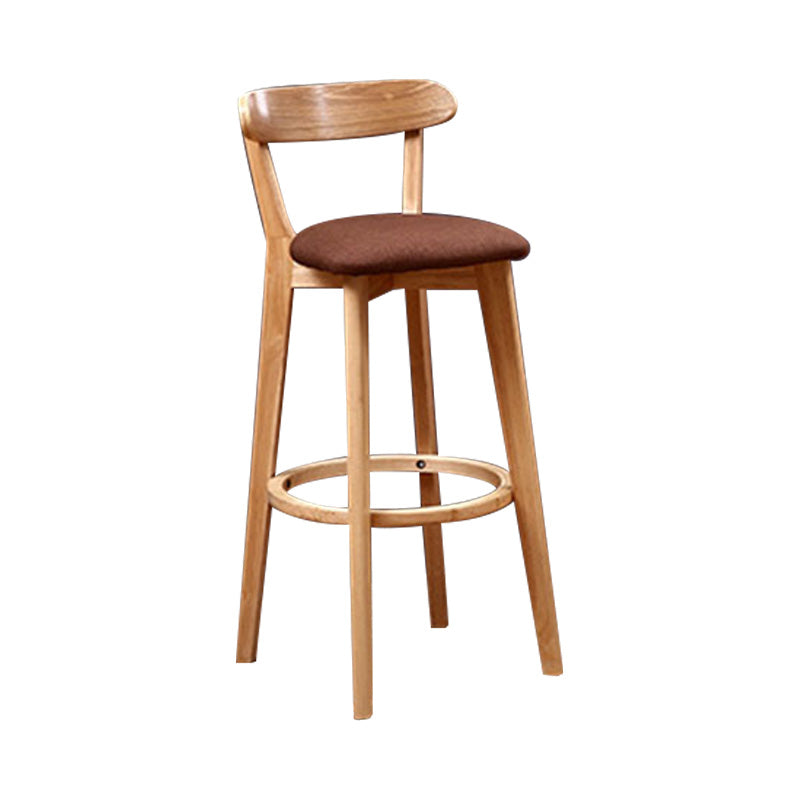 Scandinavian Rubberwood Coffee Shop Stool Footrest Upholstered Bar Stools