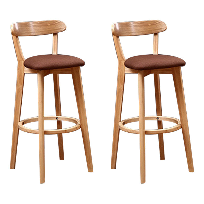 Scandinavian Rubberwood Coffee Shop Stool Footrest Upholstered Bar Stools