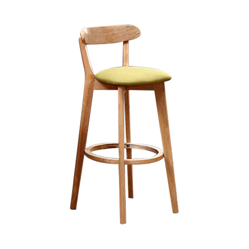 Scandinavian Rubberwood Coffee Shop Stool Footrest Upholstered Bar Stools