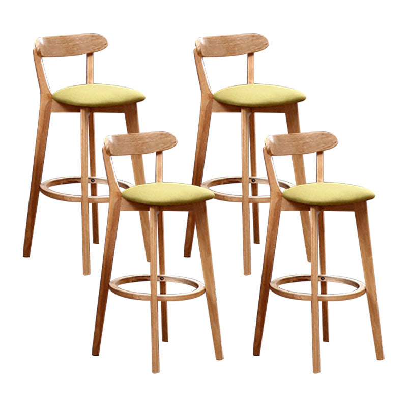 Scandinavian Rubberwood Coffee Shop Stool Footrest Upholstered Bar Stools