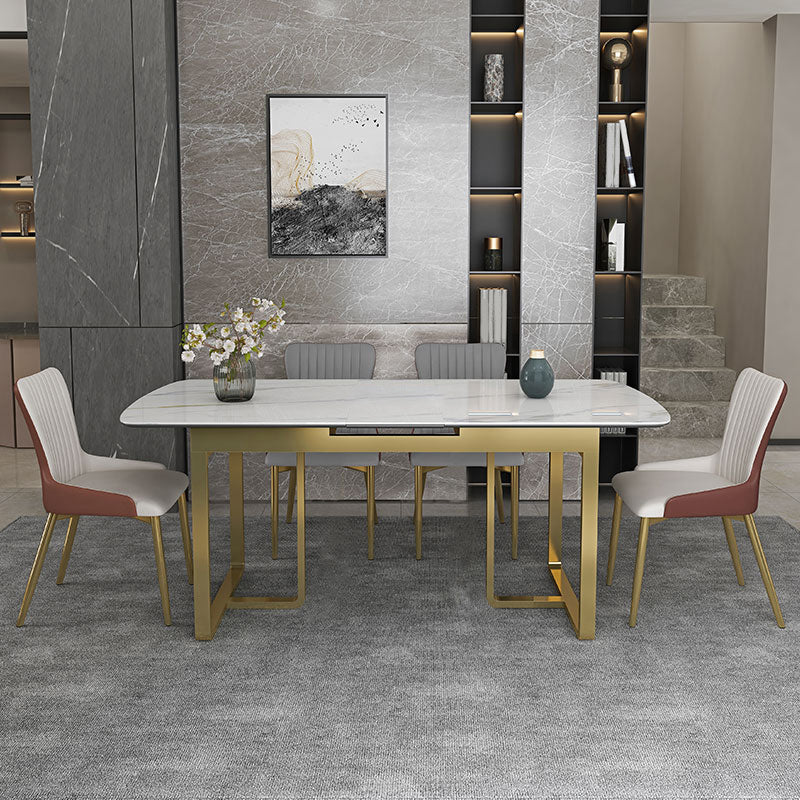 Glam 1/4/5/7 Pieces Dining Table Set with White Sintered Stone Top Scalable Dinette Set