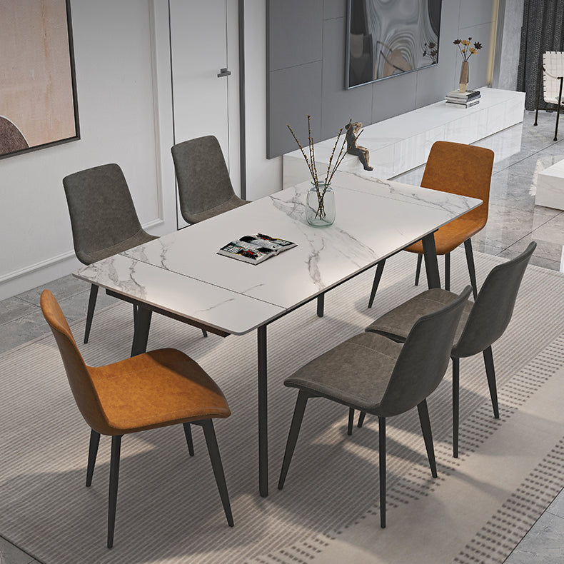 Modern 1/4/5/7 Pieces Dining Table Set with White Sintered Stone Top Scalable Dinette Set