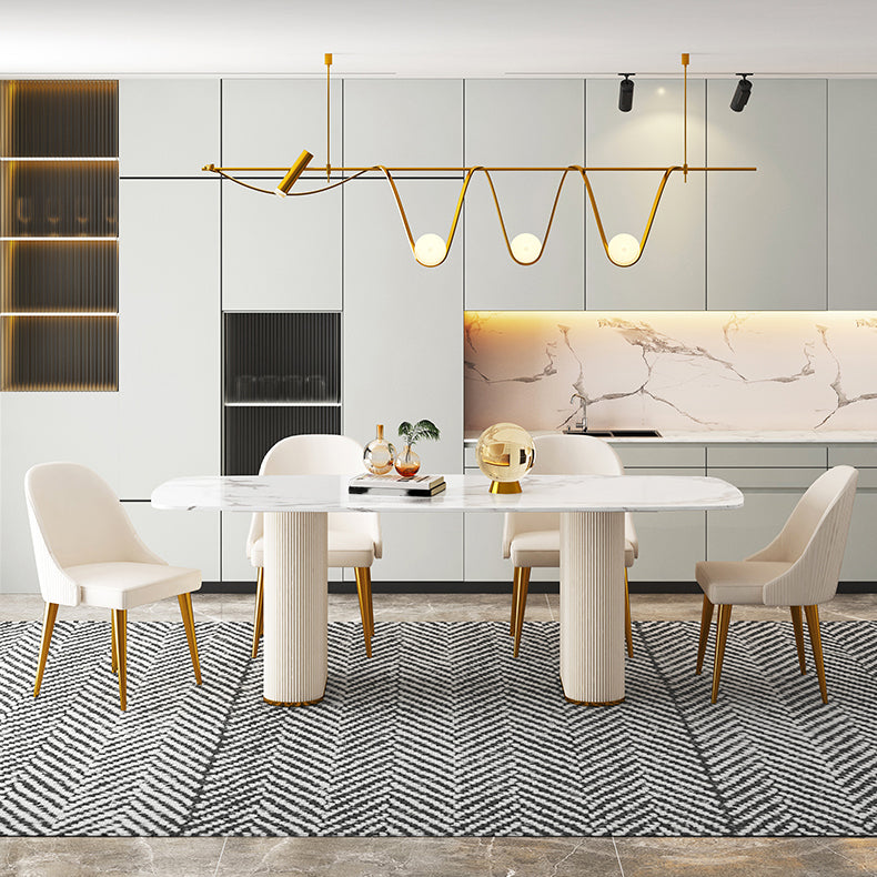 Nordic 1/5/7 Pieces Dining Set Sintered Stone Dining Table with Leather Chairs