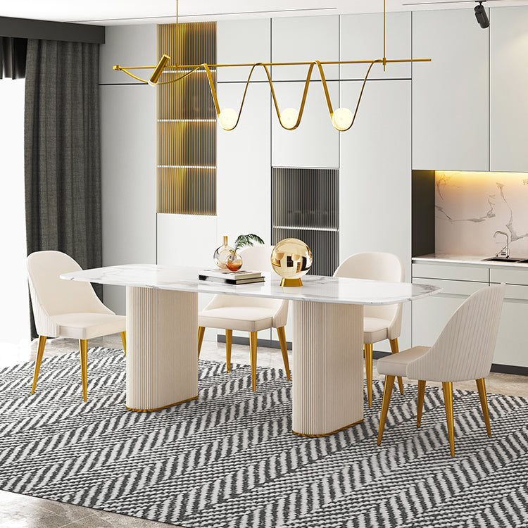 Nordic 1/5/7 Pieces Dining Set Sintered Stone Dining Table with Leather Chairs