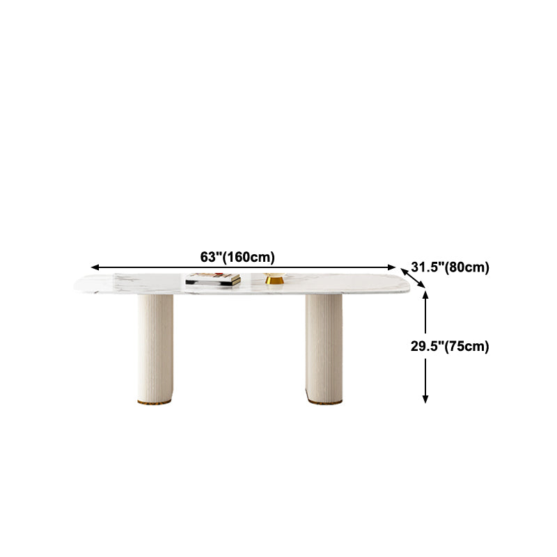 Nordic 1/5/7 Pieces Dining Set Sintered Stone Dining Table with Leather Chairs