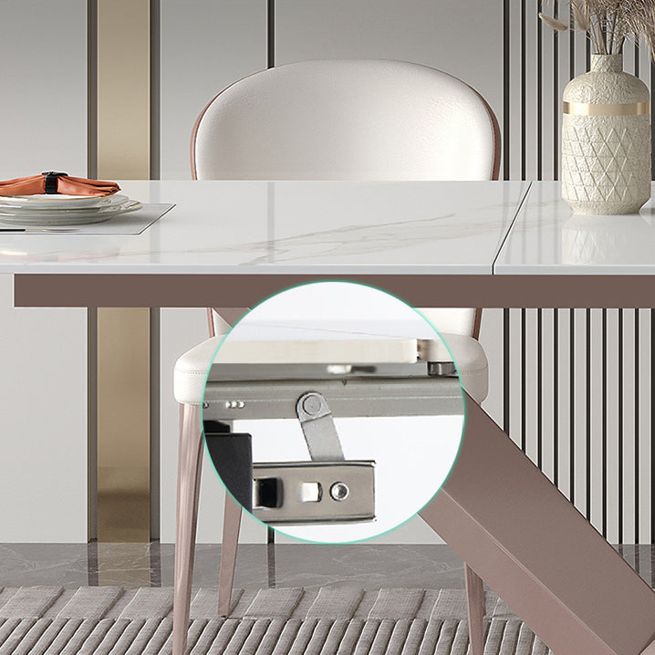 Modern 1/4/5/7 Pieces Silver Dining Table Set with Sintered Stone Top Scalable Dinette Set