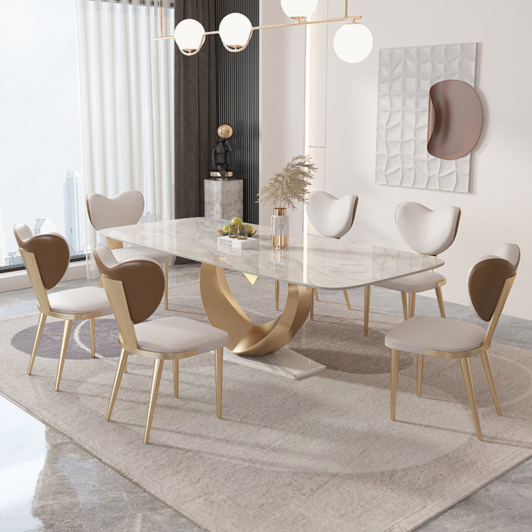 1/4/5/7/9 Pieces Dining Chairs Set  Sintered Stone Dining Table Set Rectangle Table