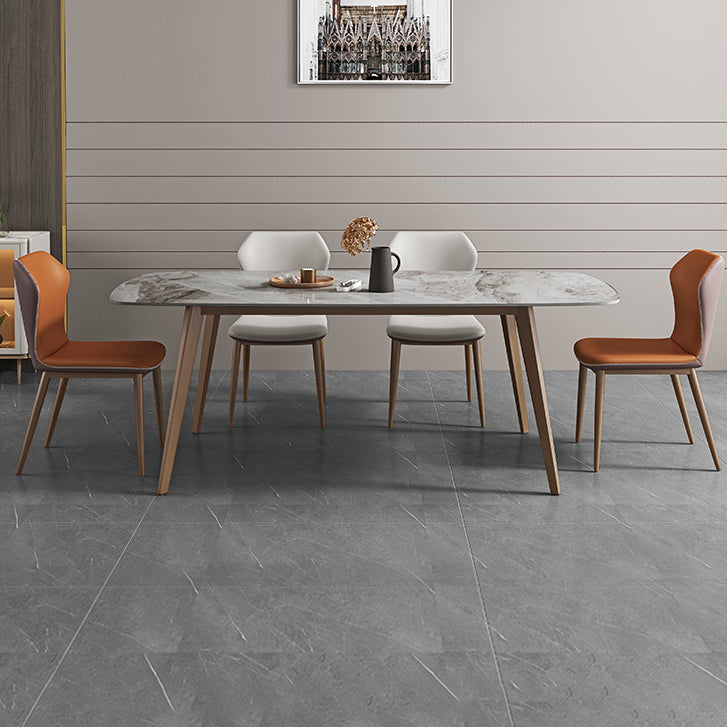 Glam 1/2/5/7 Pieces Dining Table Set with Grey Sintered Stone Top Rectangle Dinette Set