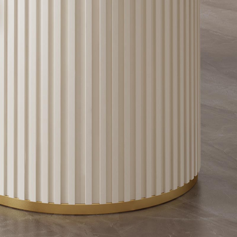 Metal Contemporary White Dining Table Marble Top Table with Double Pedestal