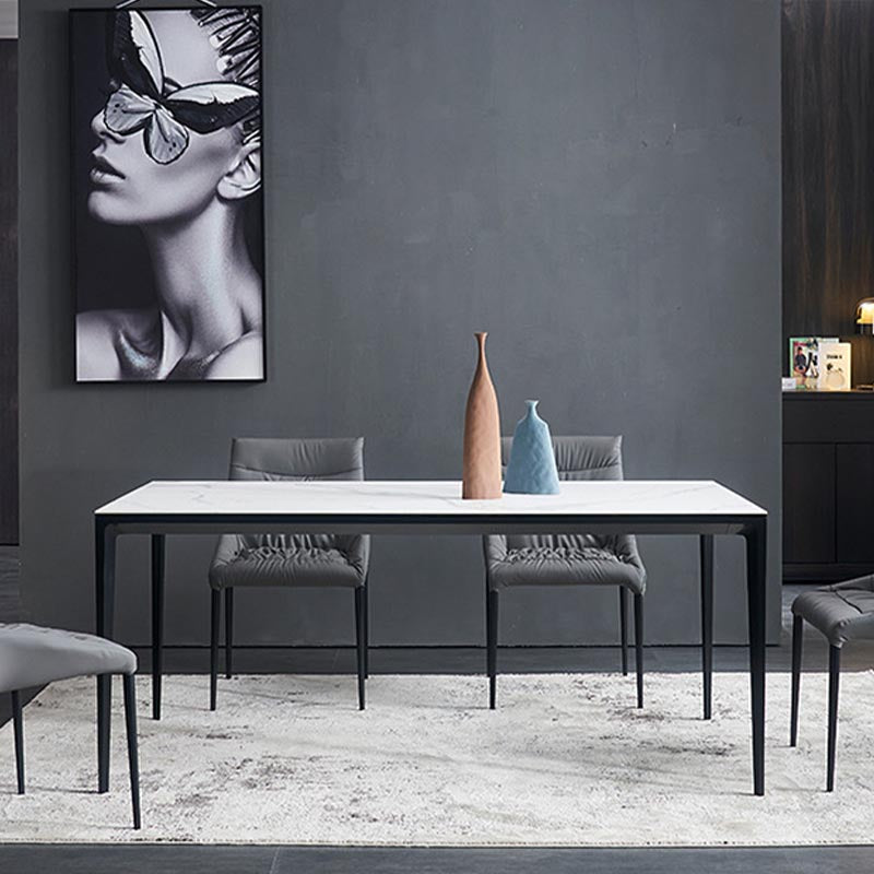Metal Modern Rectangle Table Sintered Stone Table with 4 Legs