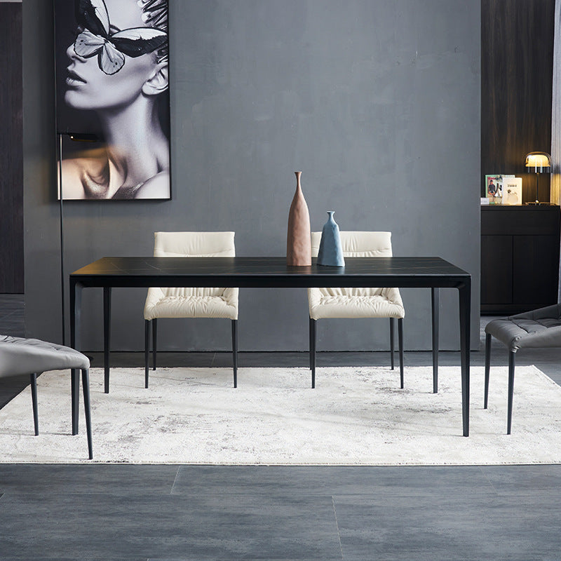 Metal Modern Rectangle Table Sintered Stone Table with 4 Legs