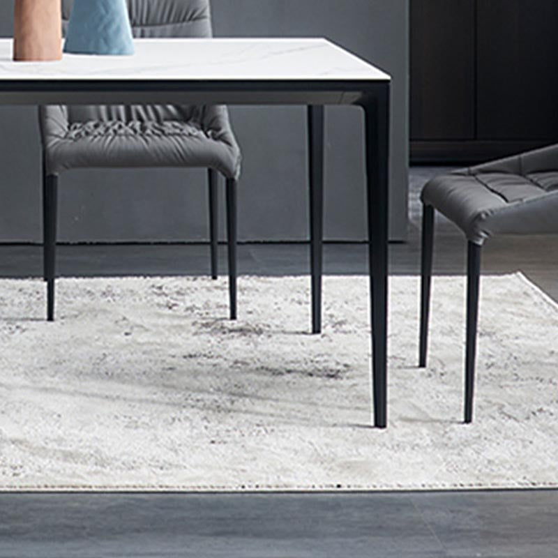 Metal Modern Rectangle Table Sintered Stone Table with 4 Legs