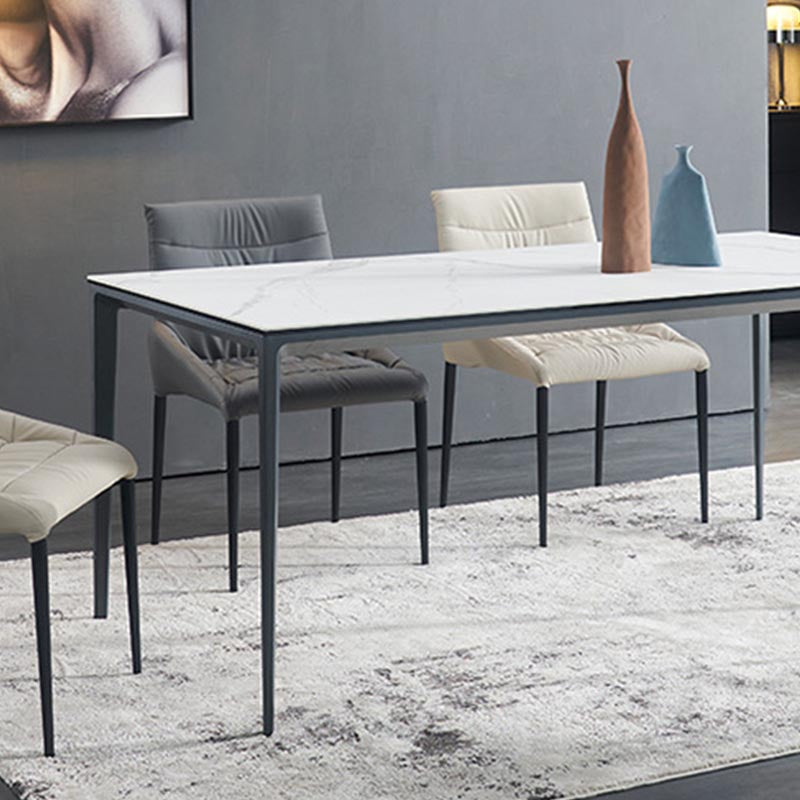 Metal Modern Rectangle Table Sintered Stone Table with 4 Legs