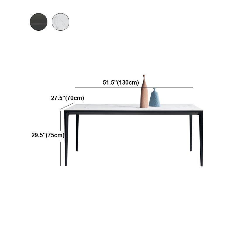 Metal Modern Rectangle Table Sintered Stone Table with 4 Legs