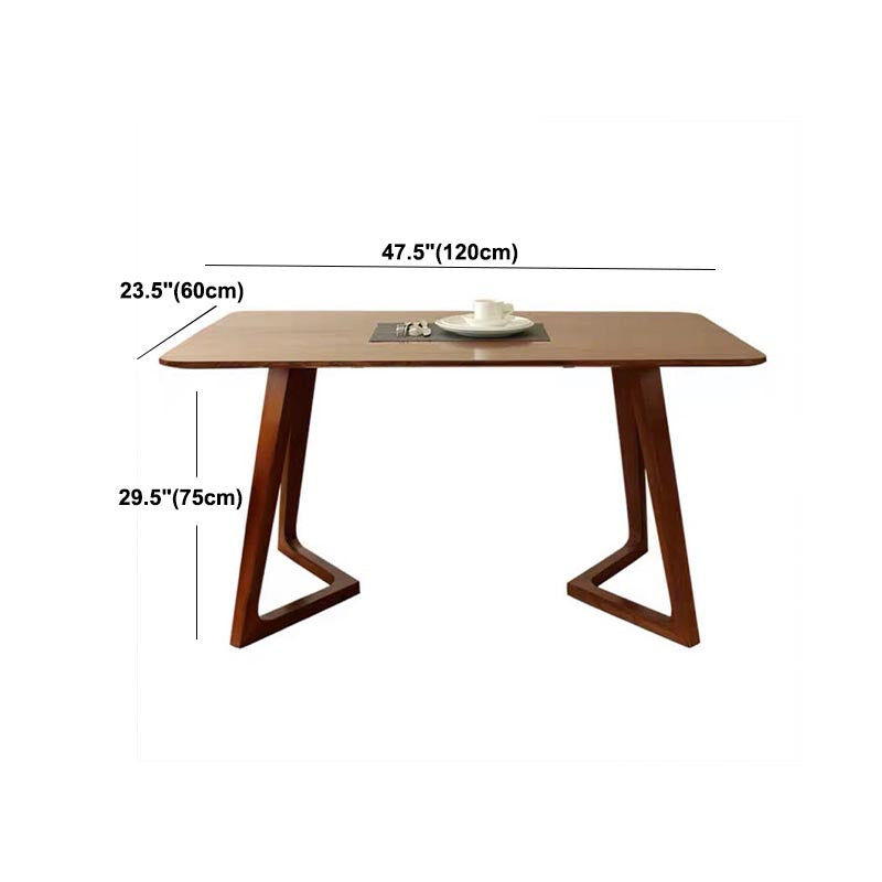 Rectangle Double Pedestal Modern Dining Table Pine Solid Wood Fixed Table