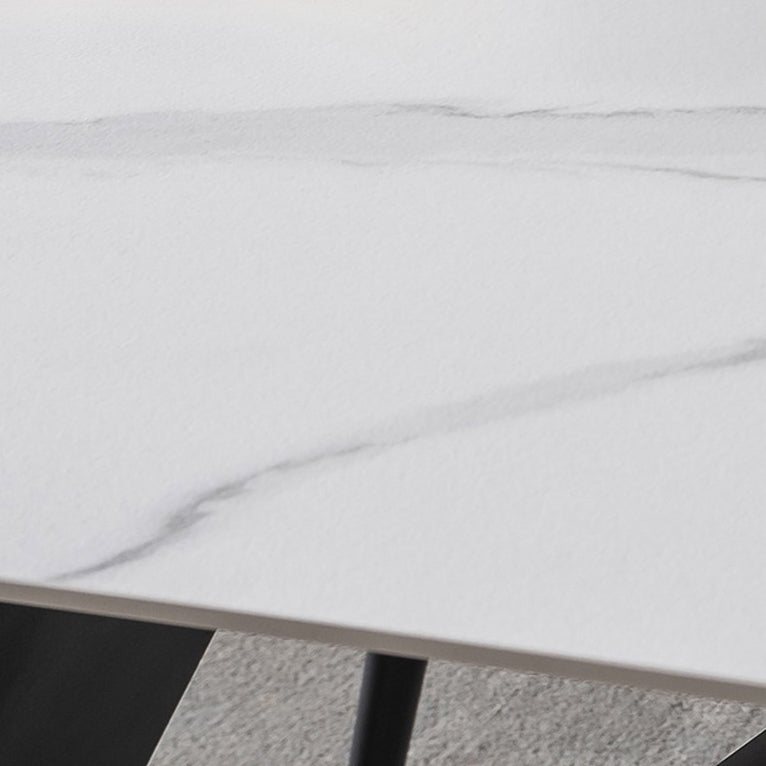 Industrial Style Stone Dining Table 4 Legs Dining Room Collection for Indoor