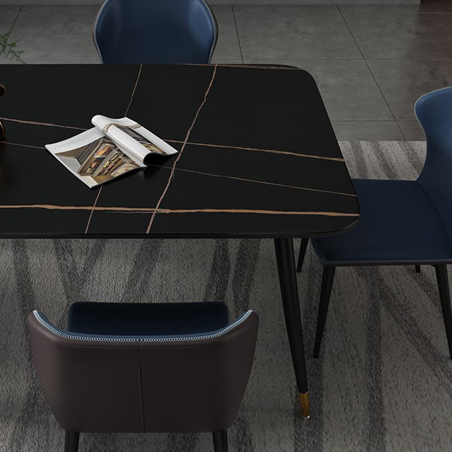 Industrial Style Stone Dining Table 4 Legs Dining Room Collection for Indoor