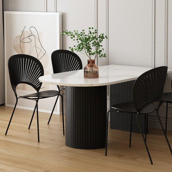 Rubberwood Solid Wood Base Table Contemporary Dining Table in White and Black
