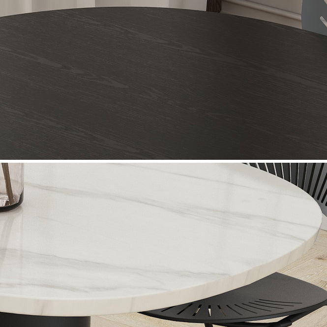 Rubberwood Solid Wood Base Table Contemporary Dining Table in White and Black