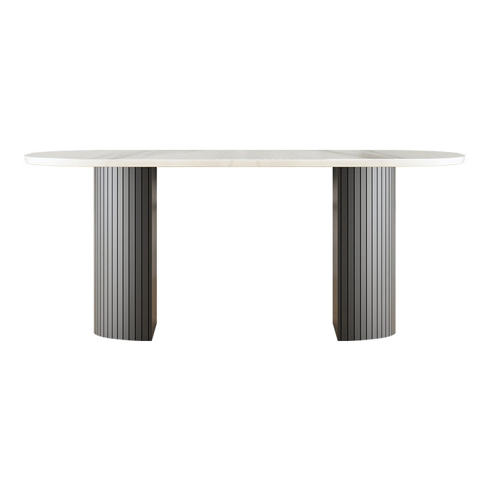 Rubberwood Solid Wood Base Table Contemporary Dining Table in White and Black