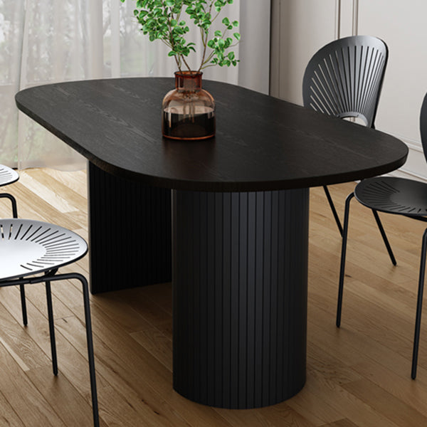Rubberwood Solid Wood Base Table Contemporary Dining Table in White and Black