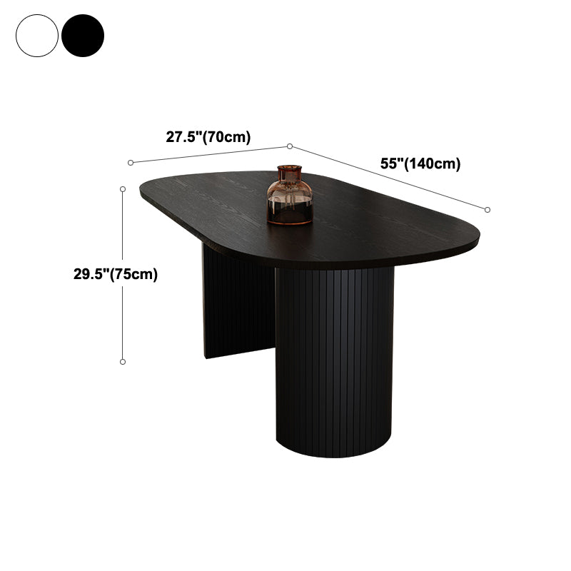 Rubberwood Solid Wood Base Table Contemporary Dining Table in White and Black