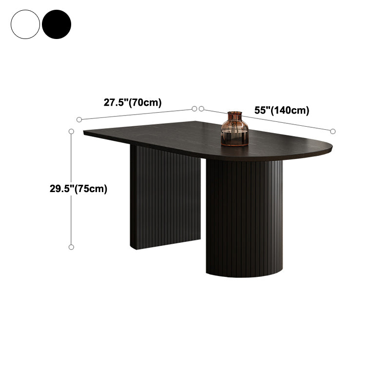 Rubberwood Solid Wood Base Table Contemporary Dining Table in White and Black