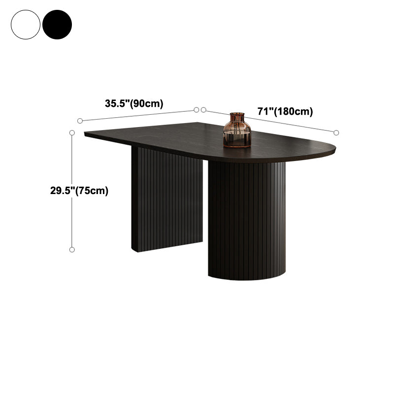 Rubberwood Solid Wood Base Table Contemporary Dining Table in White and Black