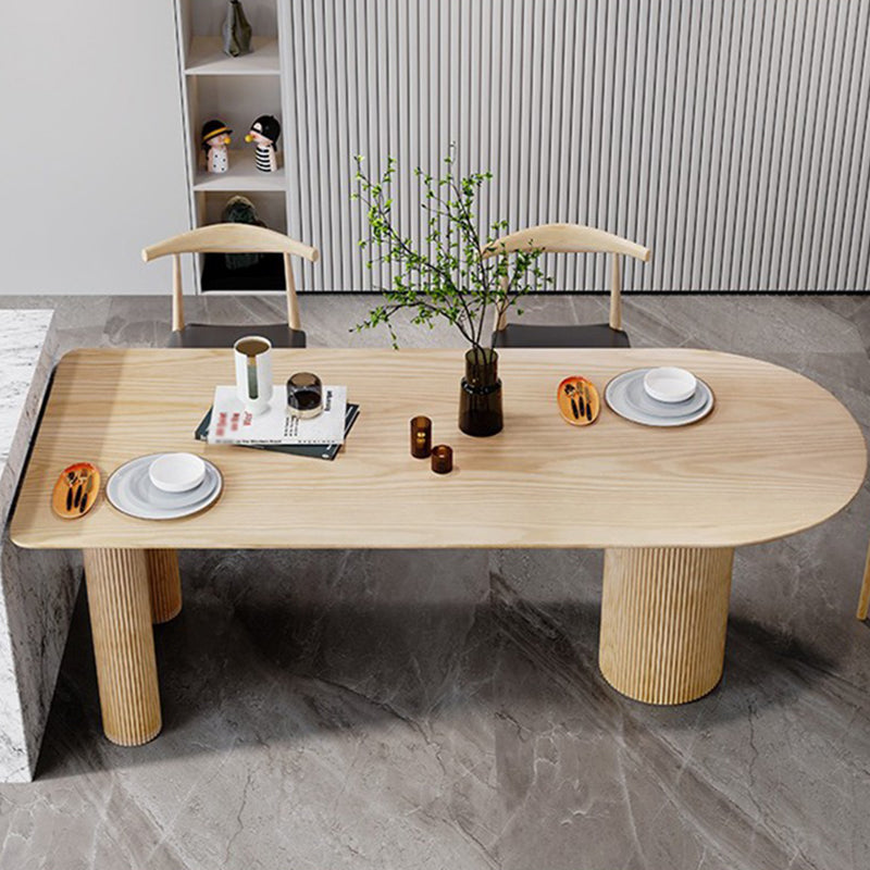 Free Form Wood Dining Table Natural and Walnut Dining Table with Pedestal Base