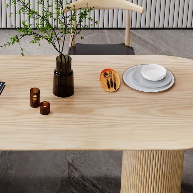 Free Form Wood Dining Table Natural and Walnut Dining Table with Pedestal Base
