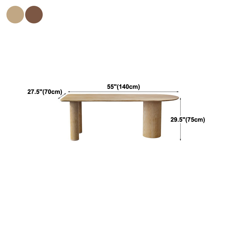 Free Form Wood Dining Table Natural and Walnut Dining Table with Pedestal Base