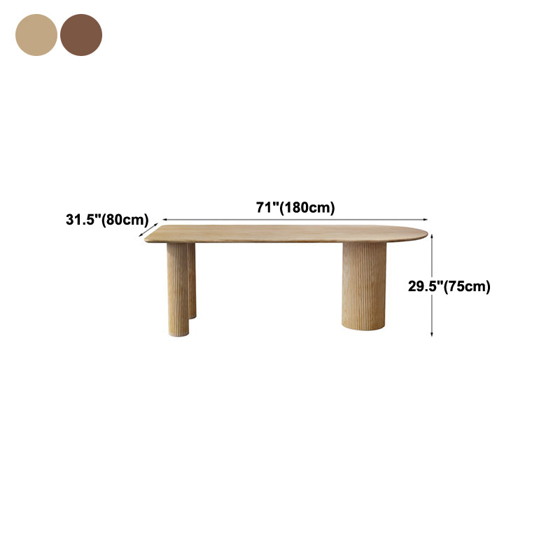 Free Form Wood Dining Table Natural and Walnut Dining Table with Pedestal Base
