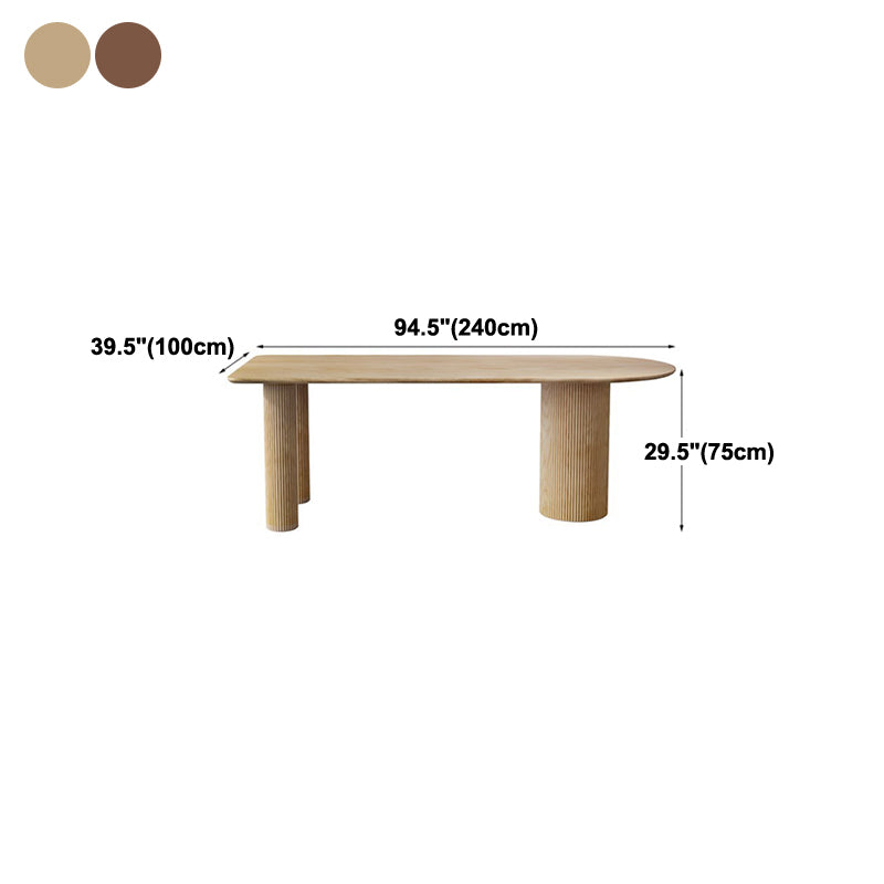Free Form Wood Dining Table Natural and Walnut Dining Table with Pedestal Base