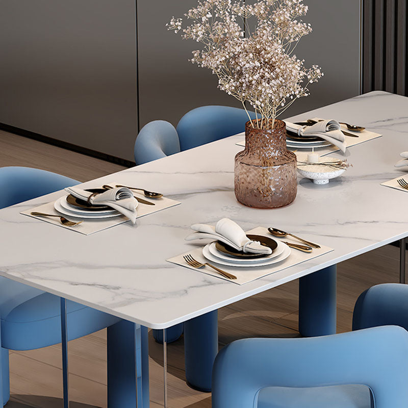 Minimalism Stone Table for Restaurant Rectangle Table with Acrylic Pedestal
