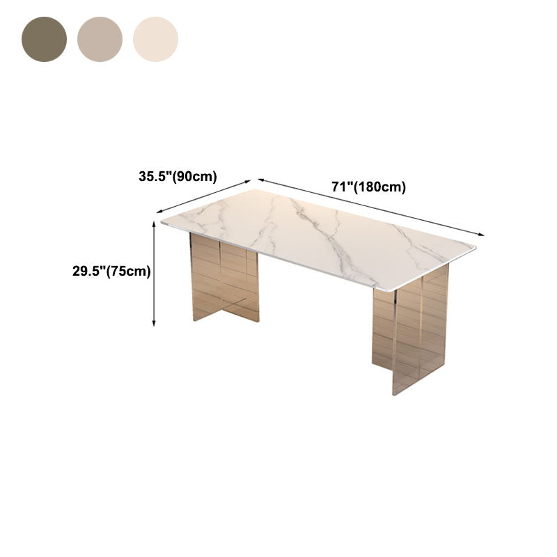 Minimalism Stone Table for Restaurant Rectangle Table with Acrylic Pedestal