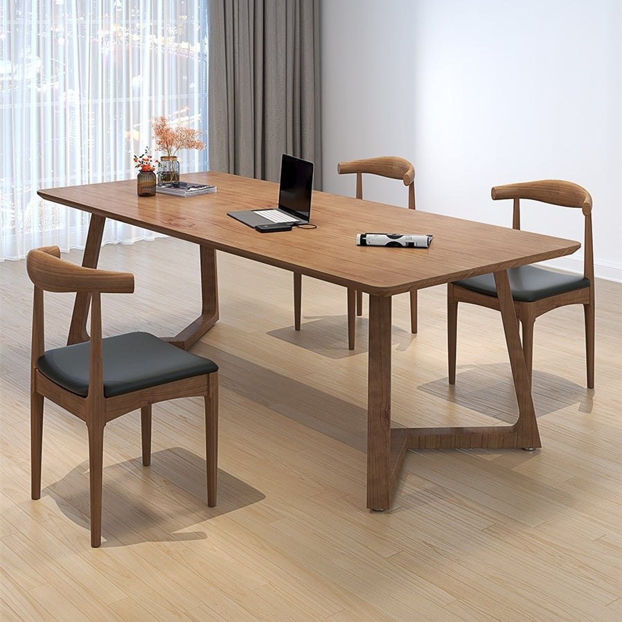 Minimalism Solid Wood Table for Restaurant Rectangle Table with Wood Pedestal